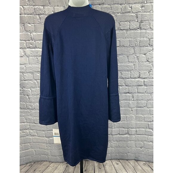 Nina Leonard Mock Neck Solid  Blue Sweater Dress Size XL - Picture 5 of 9